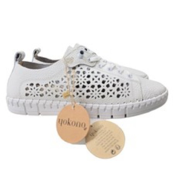 Chic White Perforated Women's Sneakers - Picture 1 of 11